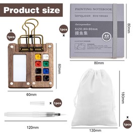 Portable Watercolor Palette, Mini Travel Paint Set with 8 Grids Mini Wood Palette Box, for Professional Artists Travel Sketches Students & Watercolor Painters