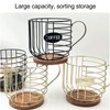 Coffee Pod Holder Iron Large Capacity Space Saving Wooden Base