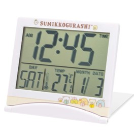 Arias AC18083SXSG-CR Alarm Clock, Digital, Folding, Calendar, Temperature Display, Timer Function, White, 3.1 x 3.4 x 0.5 inches (7.8 x 8.7 x 1.2 cm)