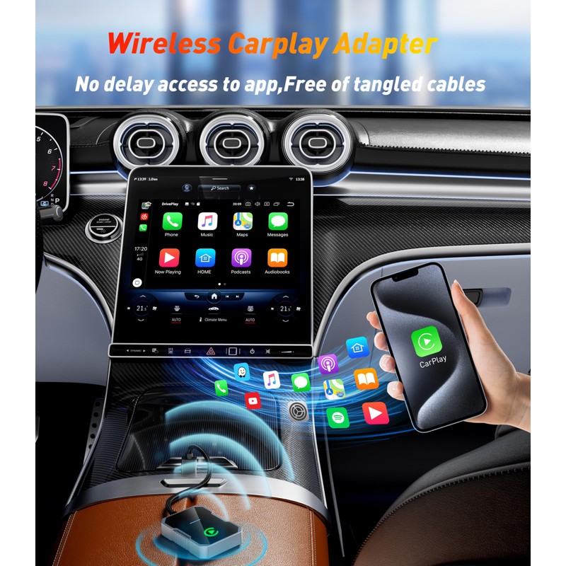 SWITCHFLUX Wireless Carplay Adapter,2024 Upgraded Apple CarPlay Converts Wired to