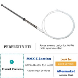 Anina - Mástil de antena de potencia para 1996-2005 Toyota 4 Runner Hilux Prado mástil de acero inoxidable para 86337 35111 A, 86337-35111-A, 86337-35111A, 8633735111A