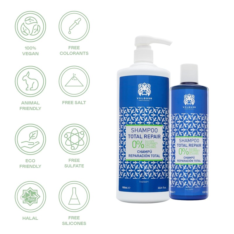 VALQUER Premium Total Repair Shampoo ohne Salz, Sulfate und Silikone,