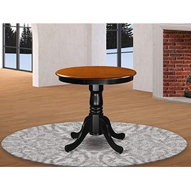 East West Furniture Edan Dining Room Table - Cherry Table Top Surface and Black Finish legs Solid Wood Frame Wood Dining Table