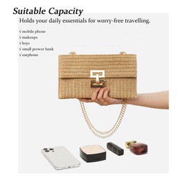 Yousis Women's Woven Straw Clutch Bag - Summer Beach Handbag Purse Wallet for Wedding Party (Apricot)
