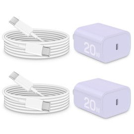 i Phone 15 Charger Fast Charging-20W USB C Wall Charger Block with 6Ft Type-C to Type-C Cable for i Phone 15/15 Pro/15 Plus/15 Pro Max, i Pad Pro/Air [Purple]