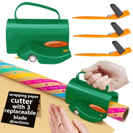 PERFYCUT Wrapping Paper Roll Cutter Tool with 3 pcs Replaceable Blade Kit Gift Wrapping Paper Cutter for Christmas and Birthday Wrapping Paper Gift Wrap Cutter Holder Tube Slicing Trimming.