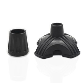 DORANMI 7/8' Walking Cane Tips 2 Pack Set, Wood Cane Replacement Durable Rubber Cane Tips for Stability, Heavy Duty Self Standing Quad Base, Anti Skid Walking Stick Bottom Accessories (7/8 INCH)