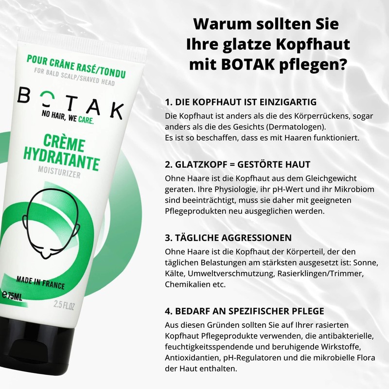 BOTAK Moisturising Cream for Baldness/Shaved/Shorn Head, 97% Natural Origin, Vegan,