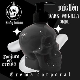 Crema Corporal con Aroma Floral Frutal, Fórmula Vegana, Libre de Crueldad, 350ml, Envase en Forma de Calavera, Aromas Seductores (Dark Vainilla)