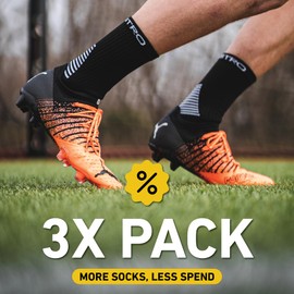 Maestro Soccer Grip Socks for Men and Women with Non-Slip Pads - Anti-Slip Socks Ideal for Football, Basketball, Sports - 3 Pack