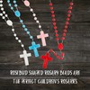 Plastic Bulk Rosaries with Rosebud Shaped Beads, Colorful Cross Prayer