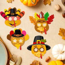 CZolden Thanksgiving Turkey Masks Art Craft Kit DIY Paper Masks for Thanksgiving Party Supplies Autumn Fall Art Projects