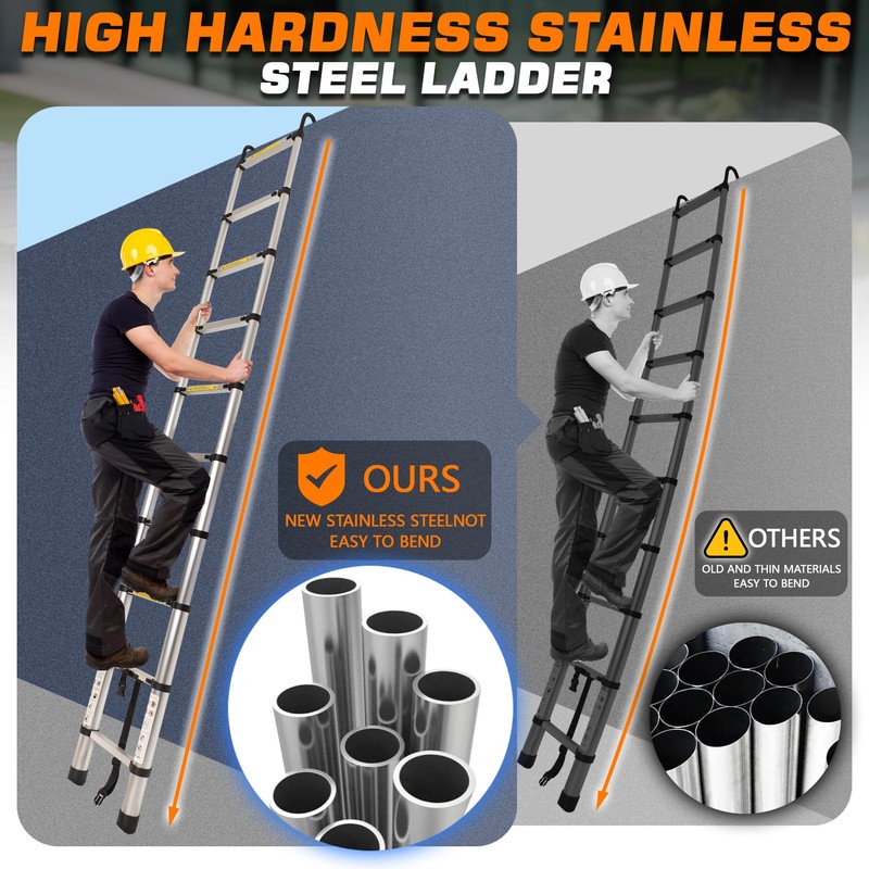 Telescoping Ladder,10.5FT,Heavy Duty 330lbs Max Capacity,Suitable for RVs, attics, Rooftops