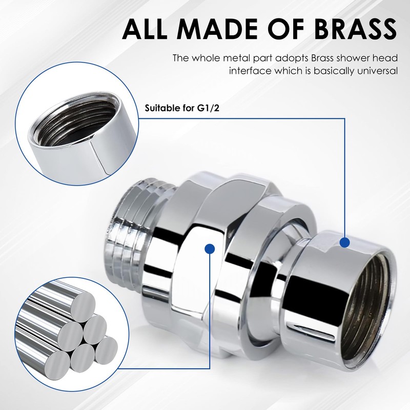 Shower Connector Ball, G1/2 Universal Shower Head Connector Rotatable Adapter
