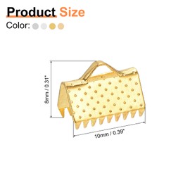 Sourcing Map 100Pcs 10mm Ribbon Crimp Clamps, Bookmark Pinch Ends, Fasteners Clasp Ends for Bracelet Necklace Jewelry Making, 4 Colors