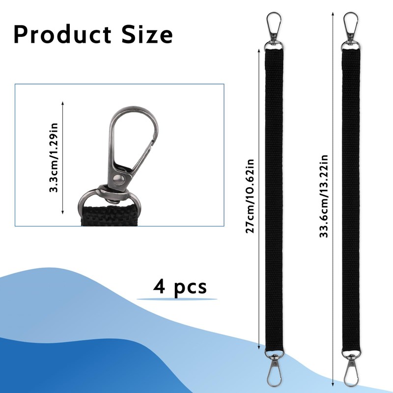 4 Black Electrical Tape Holders - Thong with Snap Hooks,