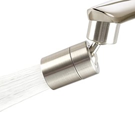 Hibbent Dual-function Female Faucet Aerator, 1.8 GPM Extra Big Angle Rotate Kitchen Sink Aerator Sprayer Head 360Â° Swivel Sink Sprayer Attachment-55/64 Inch-27UNS Female Thread-Brushed Nickel