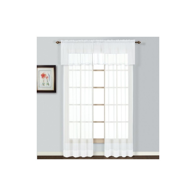 United Curtain Cenefa Semitransparente, Cenefa Recta, Blanco, 54 x 16,