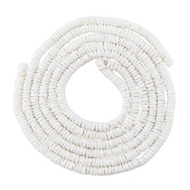 INSPIRELLE 46 Inch White Heishi Beads for Jewelry Making, 6mm Puka Shells Bead Strand, Natural Thin Flat Seashell Beads for Bracelets Necklaces Chokers and Anklets, African Disc Spacers