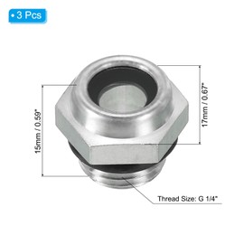 PATIKIL 3 Pack Air Compressor Oil Sight Glass, G 1/4" Male Thread Aluminum Alloy Oil Liquid Level Gauge Pack Air Compressor Parts with O-Ring
