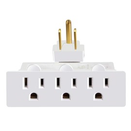 3 Outlet Wall Adapter, VSEER ETL Listed 3-Prong Grounded 180 Degree Swivel Indoor AC Mini Plug Wall Outlet Extender Tap White (1 Pack)