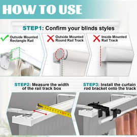 4 Pack Adjustable Curtain Rod Bracket Attachment for Outside Mounted Blinds,Fit for 1.3 - 2 inches Wide Track,No Drill Curtain Rod Holder for Externally Mounted Blinds Drapery Rods