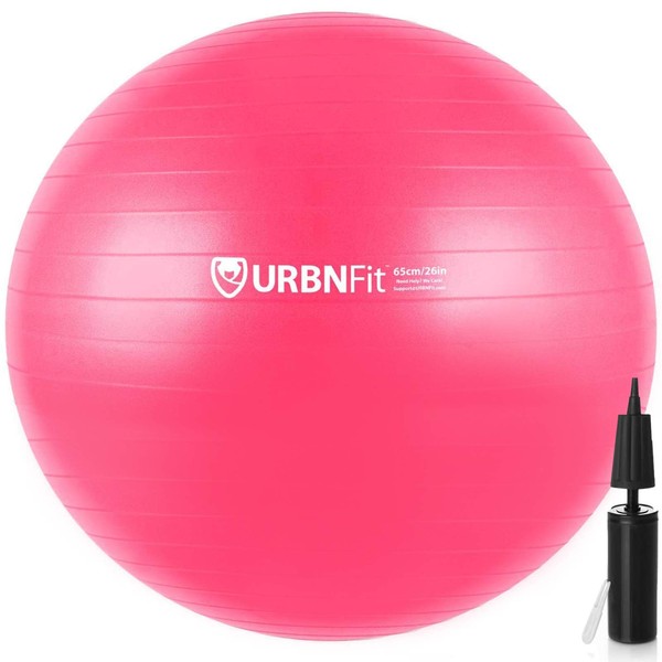 URBNFit Exercise Ball (Multiple Sizes) for Fitness, Stability, Balance and Yoga Ball. Workout Guide and Quick Pump Included. Anti Burst Design