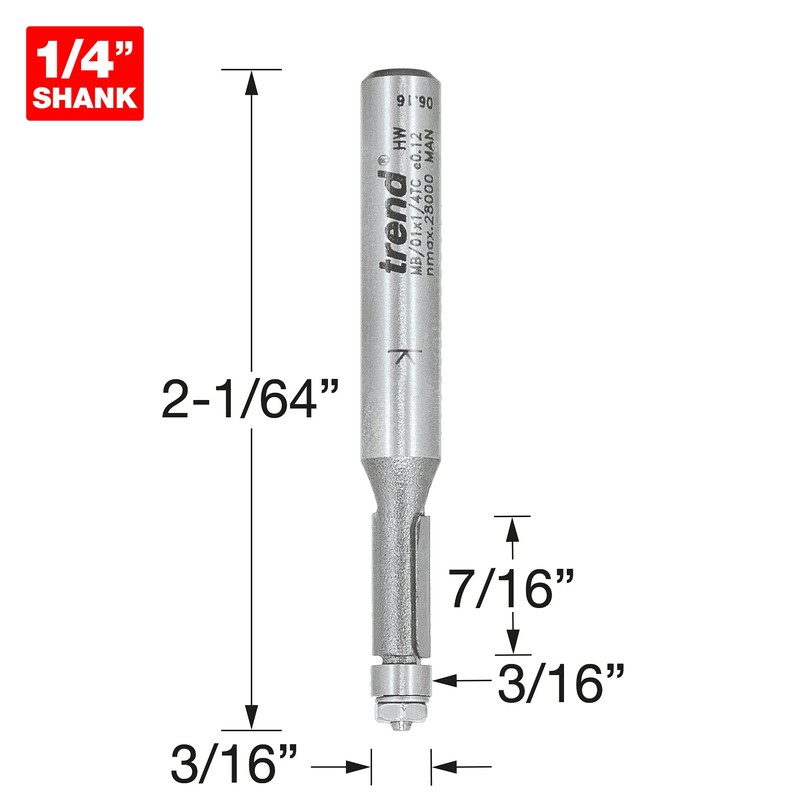 Trend Professional MB/01X1/4TC Router Bit - 1/4in Shank Two Flute