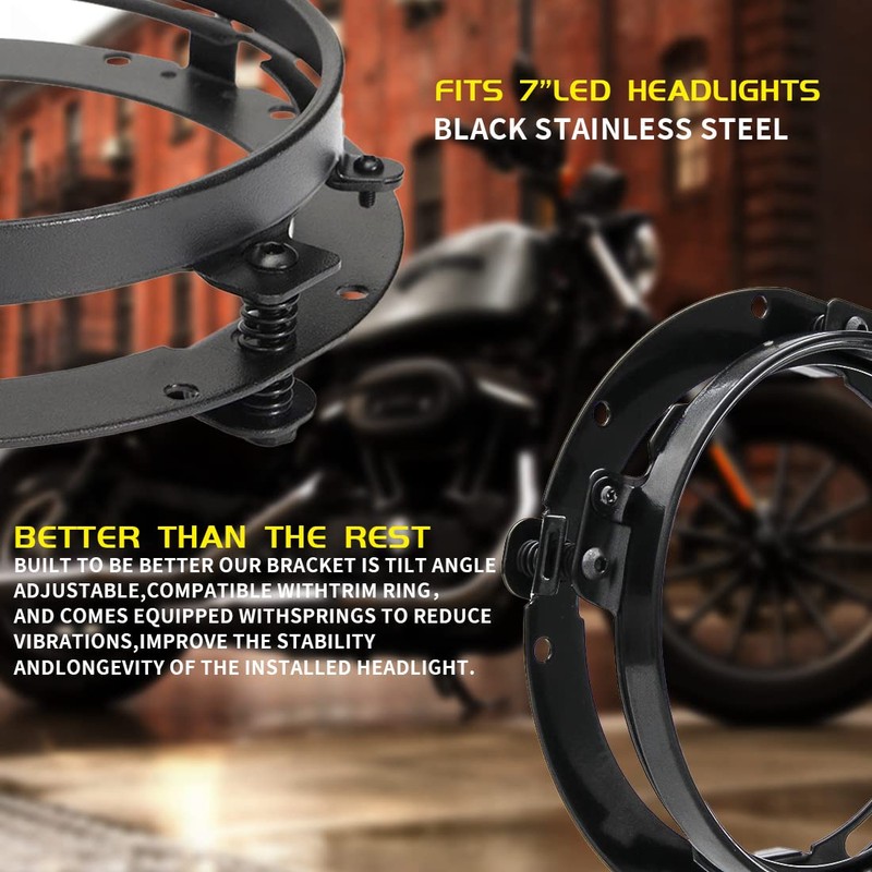 SKUNTUGUANG 7" inch Round LED Projector Headlight Trim Ring Mounting