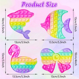 Yeefunjoy Push It and Pop Bubble, 4-Piece Poppit Pop Fidget Toy Set, Sensory Fidget Toy, Stress Relief Toy, Birthday Gift for Adults and Children to Relieve Anxiety and Autism