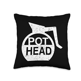 Smarty Pants Designs Coffee Pot Head Throw Pillow, 16x16, Multicolor
