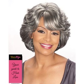 Cece Wig Color 3T44 - Foxy Silver Wigs Short Flipped Shag Wavy Layers Synthetic Side Swept Bangs African American Women's Machine Wefted Lightweight Average Cap Bundle Hairloss Booklet, Comb