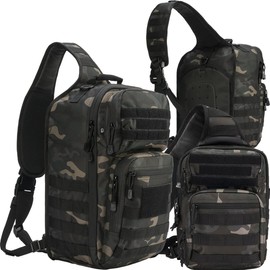 Brandit Unisex Adult Us Cooper Edc Sling Medium Backpack (Pack of 1), Dark camo, M, Classic
