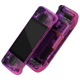 eXtremeRate Gradient Translucent Purple Rose Red Faceplate Back Plate Shell for Steam Deck LCD Handheld Console Replacement Housing Case Custom Full Set Shell Buttons for Steam Deck - Console Without