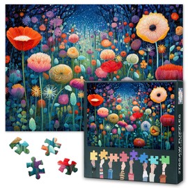 Jigsaw Puzzles 1000 Pieces for Adults Vibrant Flowers 1000 Piece Puzzle Floral Fantasy Dreamy Blooming Garden Impossible Puzzles for Adults Kit - 28" x 20"