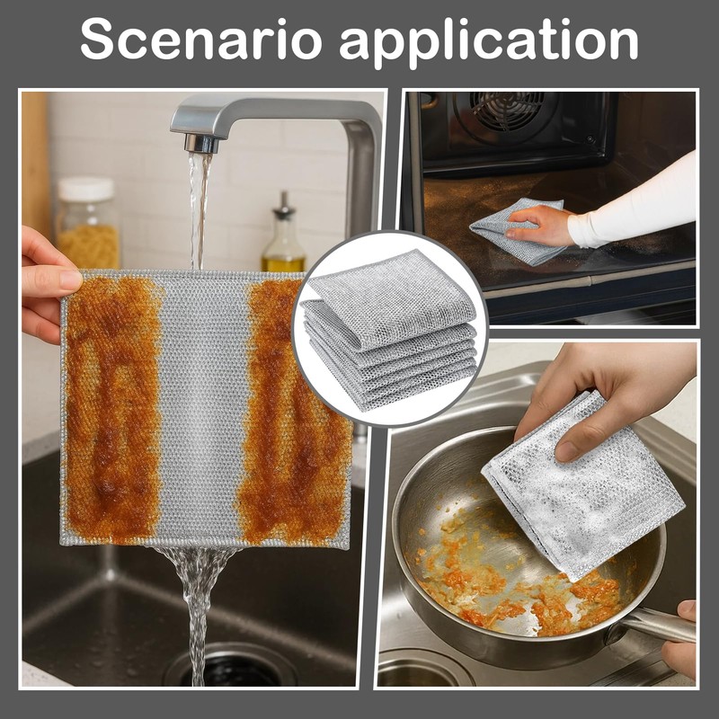Girihe 8 PCS Metal Scourers, Miracle Cleaning Cloth Double Wire