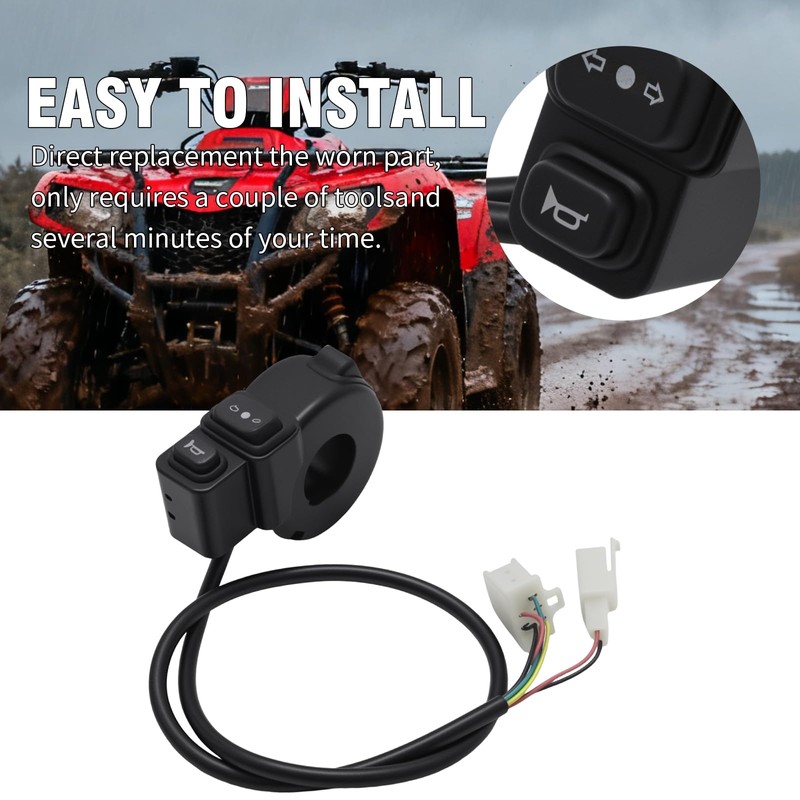 GMAPATS Universal 7/8" 22MM Handlebar Switch, Integrated Motorcycle Horn and