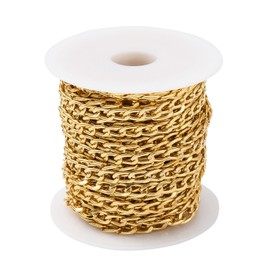 Airssory Cadenas de aluminio de 10 m, cadenas de eslabones trenzados de color dorado, sin soldadura, para hacer collares, pulseras, joyas