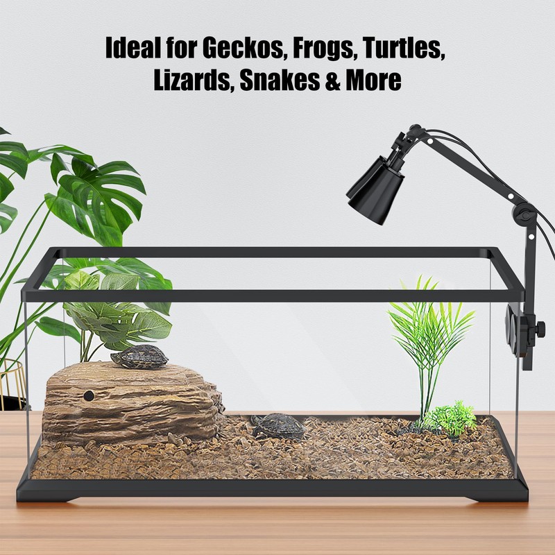 LURMMUE Dual Reptile Lamp Stand with Suction Cups, Adjustable Bracket