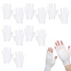 6 Pairs Moisturizing White Cotton Fingerless Gloves for Women