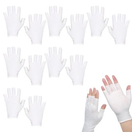 GEDEUBAN 6 Pairs Moisturizing White Cotton Fingerless Gloves for Women