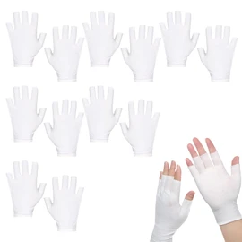 6 Pairs Moisturizing White Cotton Fingerless Gloves for Women
