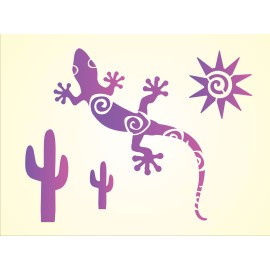 Stencils-by-Joanie Desert Southwest Gecko Stencil Lizard Aztec Sun Cactus DIY Art Signs Free Ship