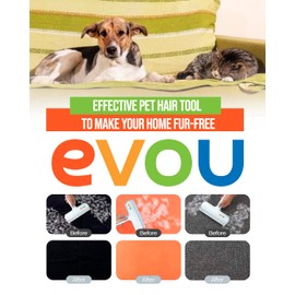 Evou Pet Hair Remover (Cat and Dog), Reusable Lint Roller for Furniture, Couch, Carpet, Car, Clothing and Bedding, Portable, Multi-Surface Fur Removal Tool (Pink)