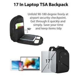 MATEIN Men's Laptop Backpack 17 Inch with USB Charging Port and TSA Certification, Large Waterproof Laptop Backpack, School Backpack Teenager, Anti-Theft Work Backpack Men, Black