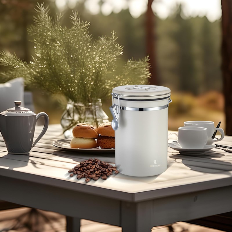 BERTILLE Stainless Steel Coffee Canister,22oz Kitchen Food Storage Container with