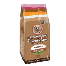 Crazy Cups Flavored Decaf Ground coffee, Hazelnut Coffee Flavored Ground Coffee, Decaffeinated Coffee For Brewing Decaf Coffee Ground Hot or Iced Coffee, 10 oz Bag