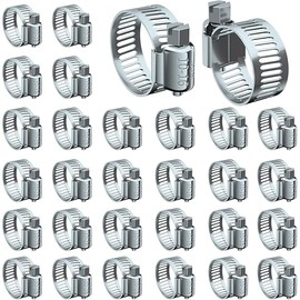 Hose Clamp Set - 30PCS 3/8 –5/8 inch 304 Stainless Steel Worm Gear Hose Clamps for Fuel Line,dryer,Intercooler，Garden Water Pipe and Washing machine,Automotive Plumbing - 1/2 Inch Hose Clamps
