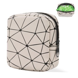 Likesing Sanitary Napkin Storage Bag, Leather Portable Period Bag for Girls Women, Sanitary Napkin Period Pad Pouch Tampon Holder for Purse, Small Make Up Bags(Beige)