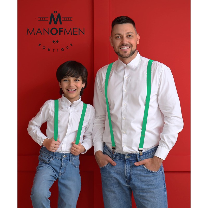 Green Suspenders for Men Heavy Duty - Adjustable 1” Y-Back